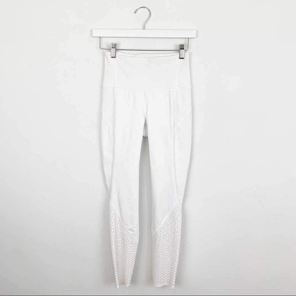 LULULEMON Anew Perforated Crop Leggings White SIZE 4